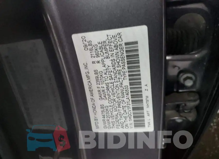 1HGCV1F31LA140533 Photo# 12
