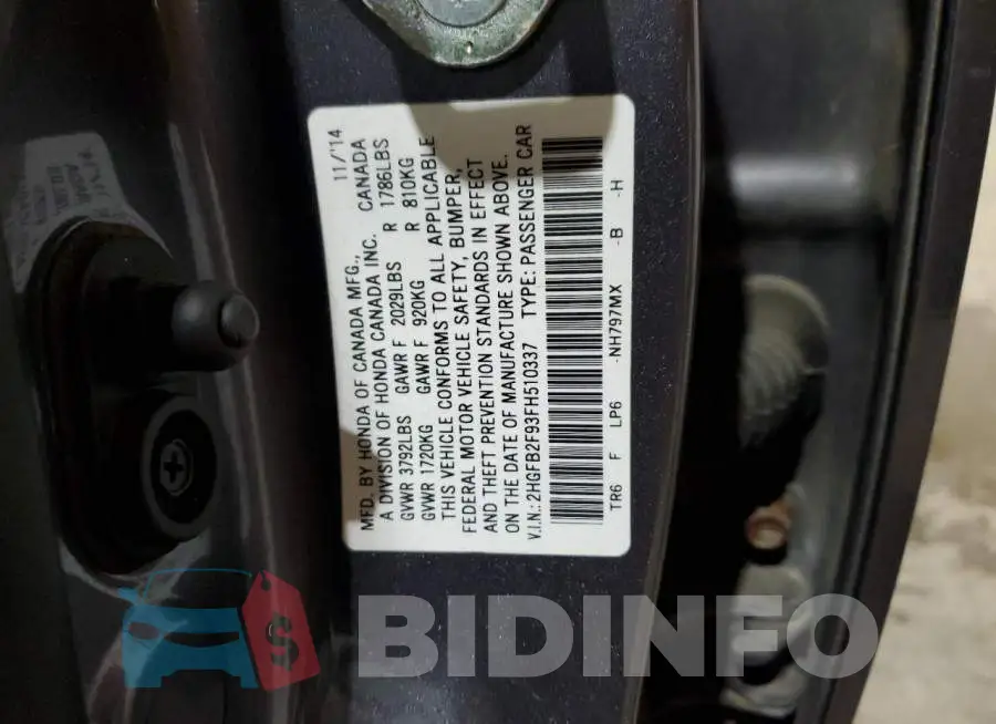 2HGFB2F93FH510337 Photo# 13