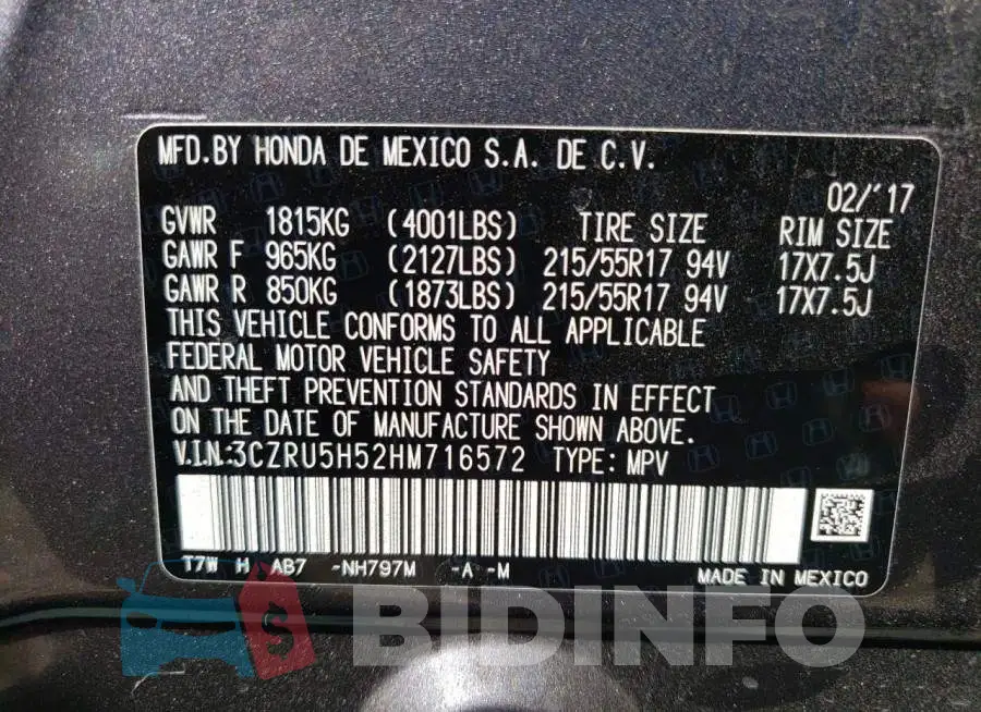 3CZRU5H52HM716572 Photo# 13