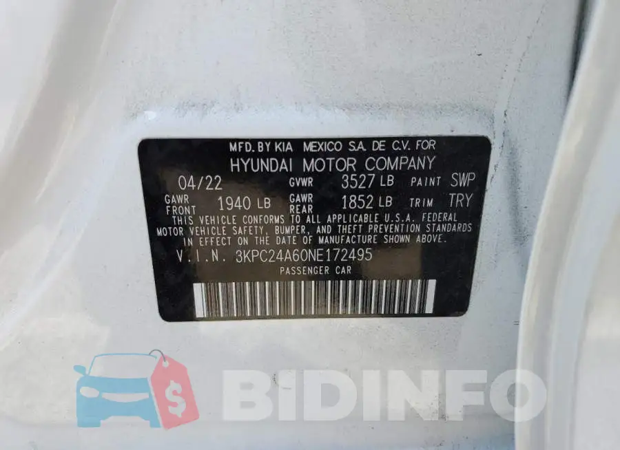 3KPC24A60NE172495 Photo# 12