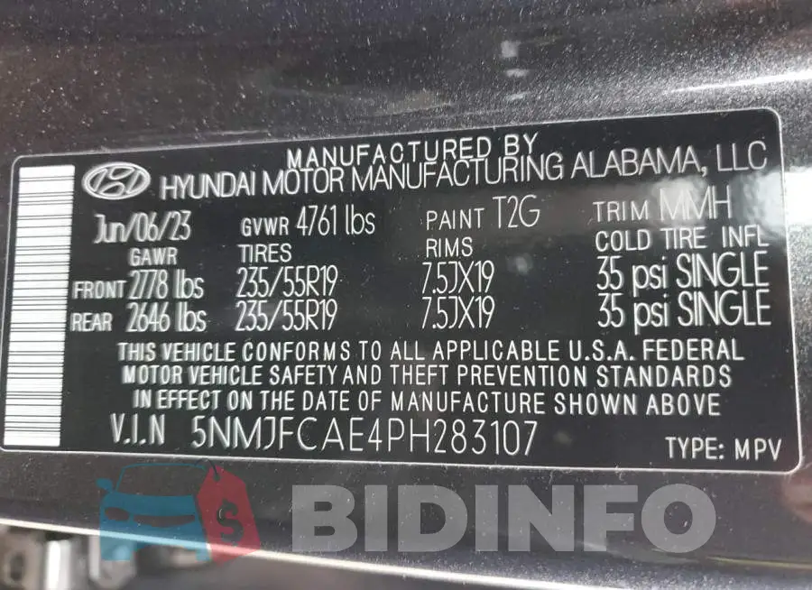 5NMJFCAE4PH283107 Photo# 13