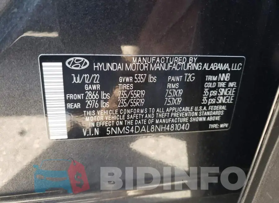 5NMS4DAL8NH481040 Photo# 14