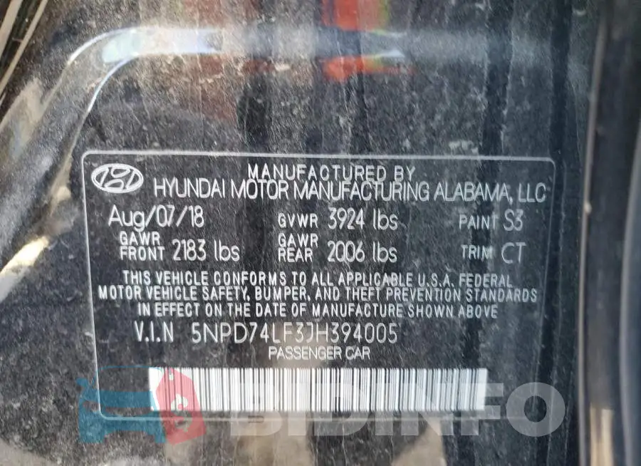 5NPD74LF3JH394005 Photo# 12
