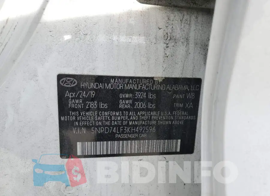 5NPD74LF3KH492596 Photo# 13