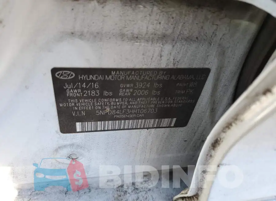 5NPD84LF3HH106703 Photo# 12