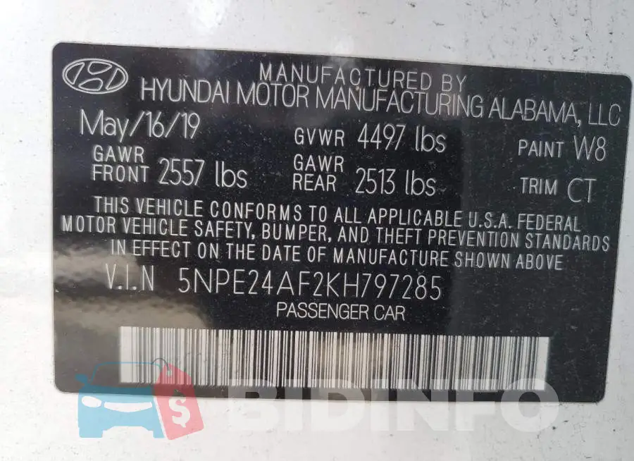5NPE24AF2KH797285 Photo# 12