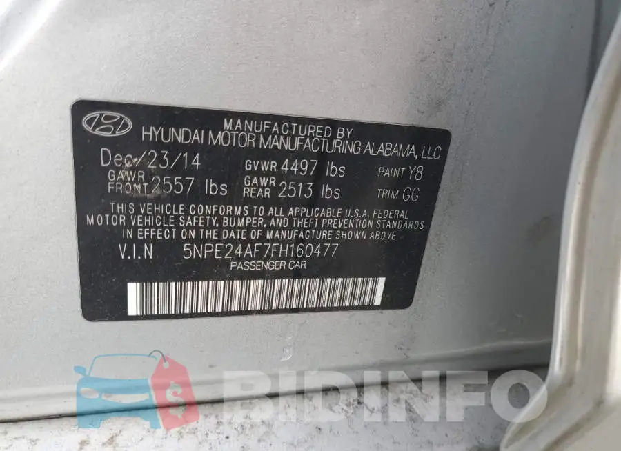 5NPE24AF7FH160477 Photo# 13