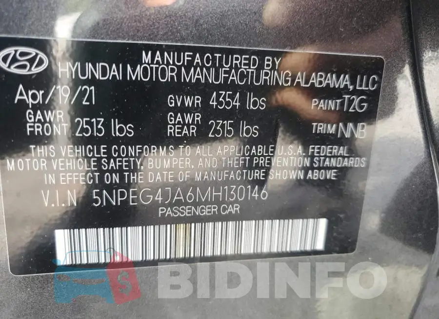 5NPEG4JA6MH130146 Photo# 12