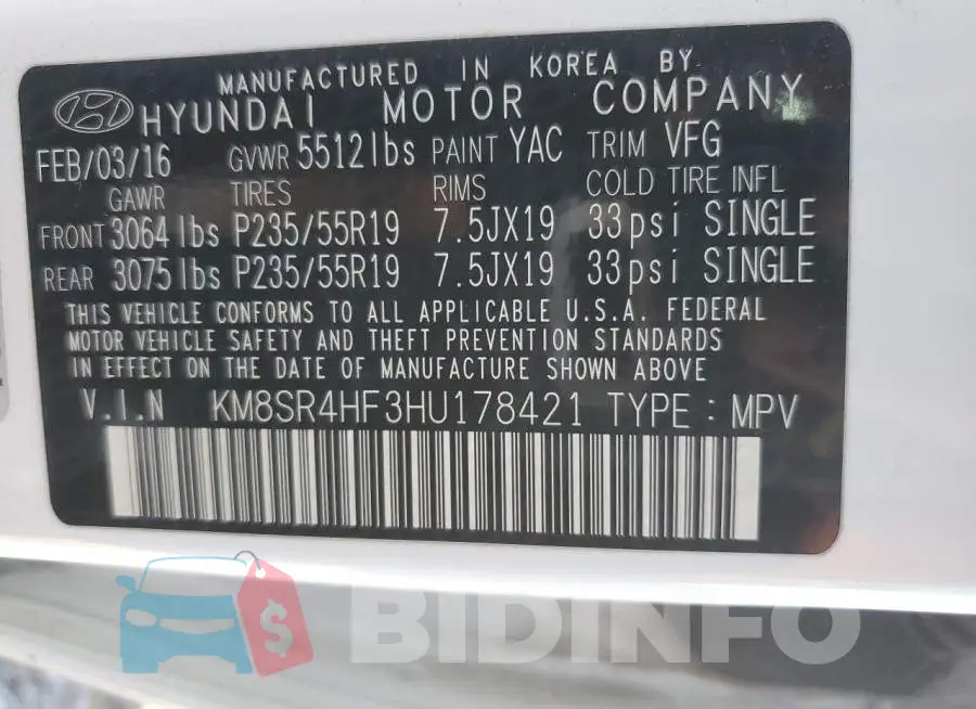 KM8SR4HF3HU178421 Photo# 12