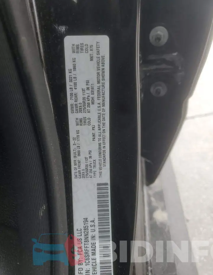 1C6SRFFT8NN285194 Photo# 12