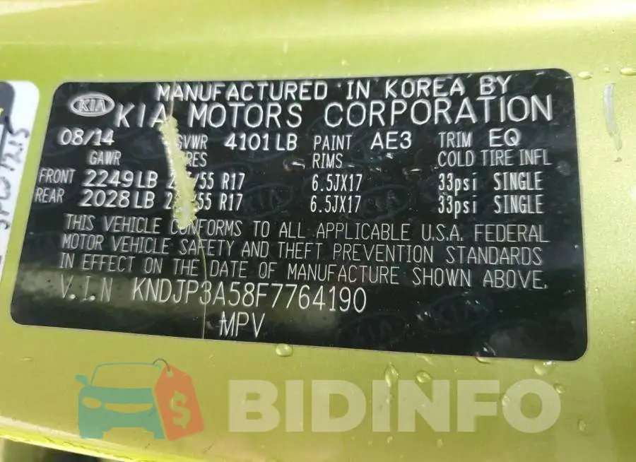 KNDJP3A58F7764190 Photo# 12