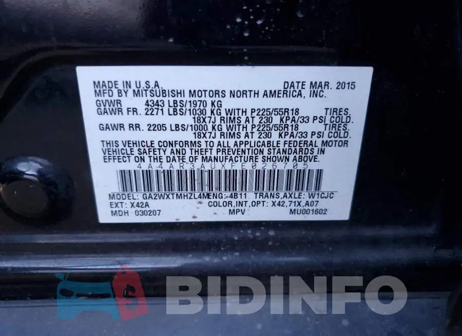 4A4AR3AUXFE026705 Photo# 12