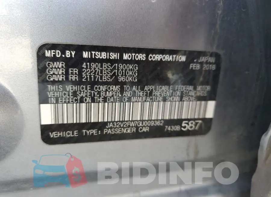 JA32V2FW7GU009362 Photo# 12
