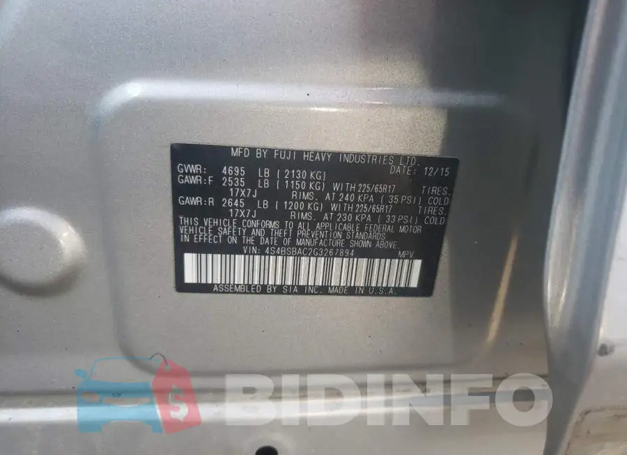 4S4BSBAC2G3267894 Photo# 13