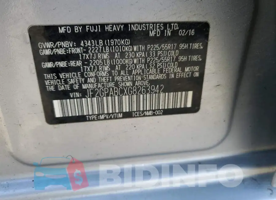 JF2GPABCXG8263942 Photo# 12