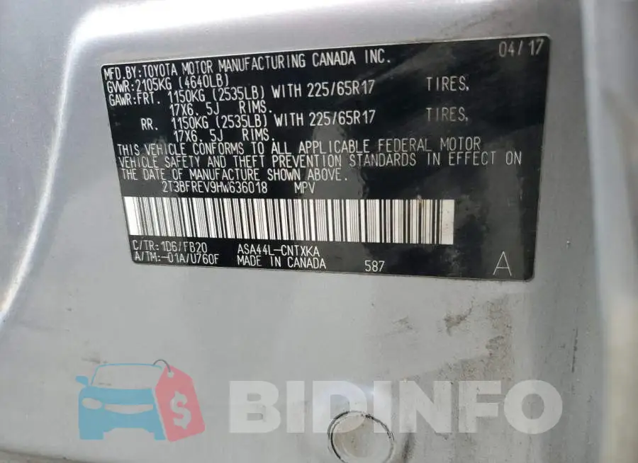 2T3BFREV9HW636018 Photo# 12