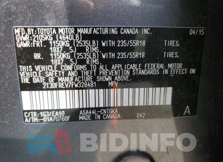 2T3DFREV7FW328481 Photo# 13