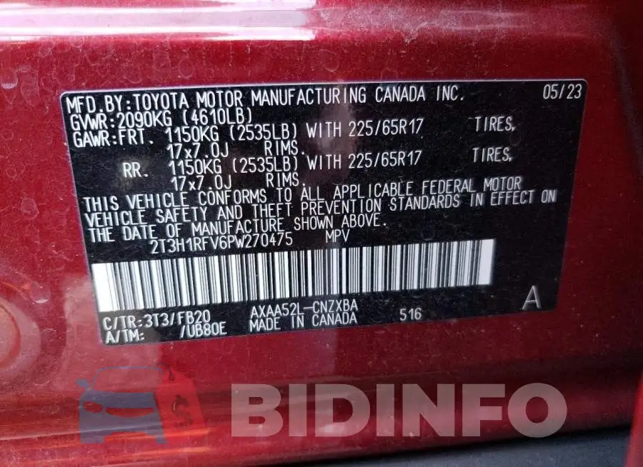 2T3H1RFV6PW270475 Photo# 12