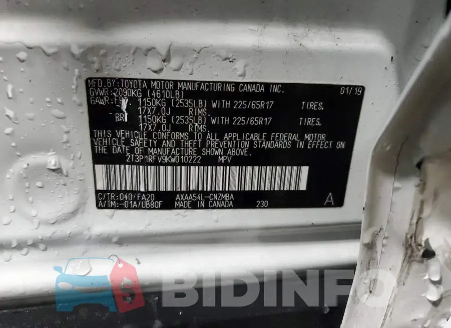 2T3P1RFV9KW010222 Photo# 13
