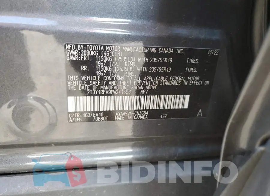 2T3Y1RFV9PW241598 Photo# 13