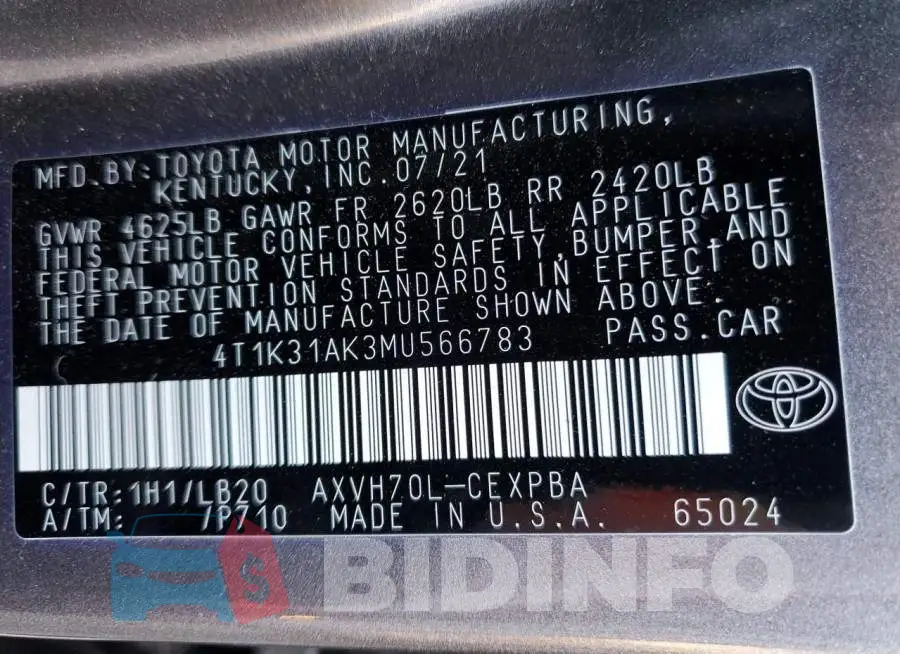 4T1K31AK3MU566783 Photo# 13