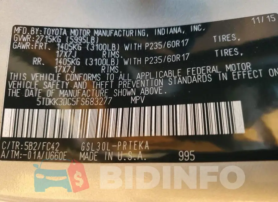5TDKK3DC5FS683277 Photo# 14