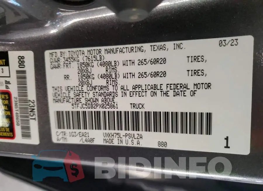 5TFJC5DB2PX025861 Photo# 12