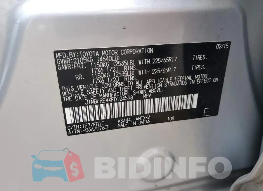 JTMBFREVXFD124598 Photo# 13