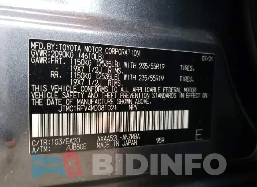 JTMC1RFV4MD081021 Photo# 13