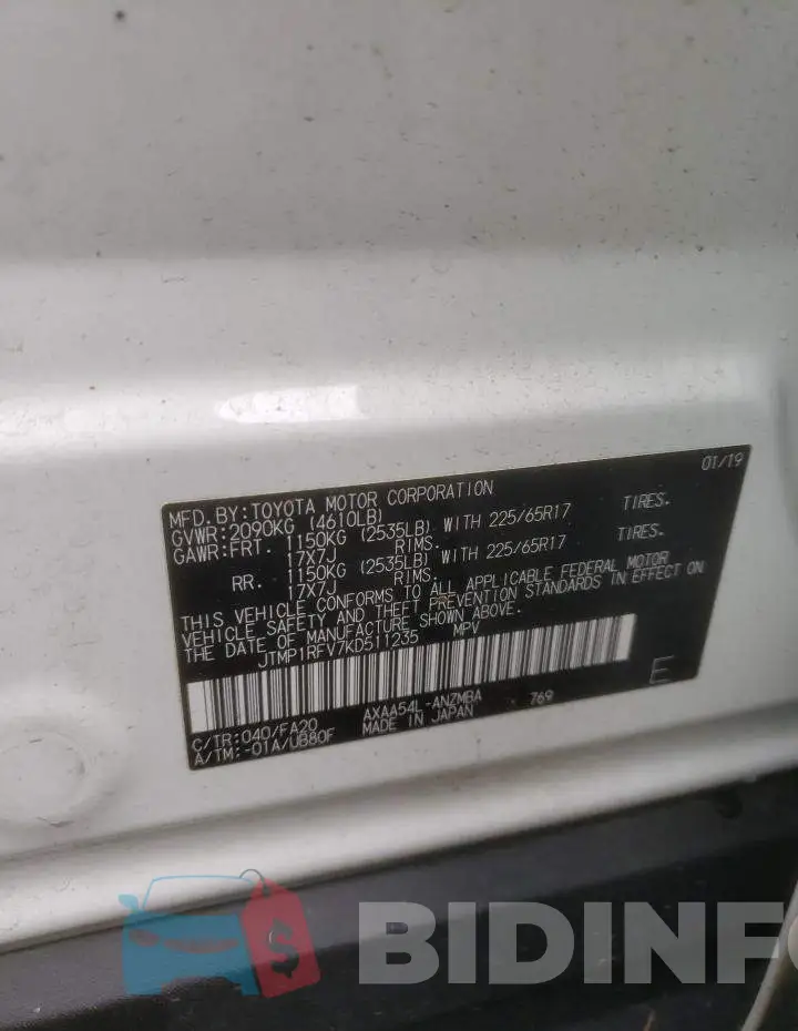 JTMP1RFV7KD511235 Photo# 13