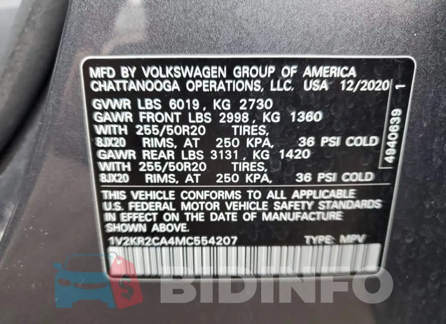 1V2KR2CA4MC554207 Photo# 13