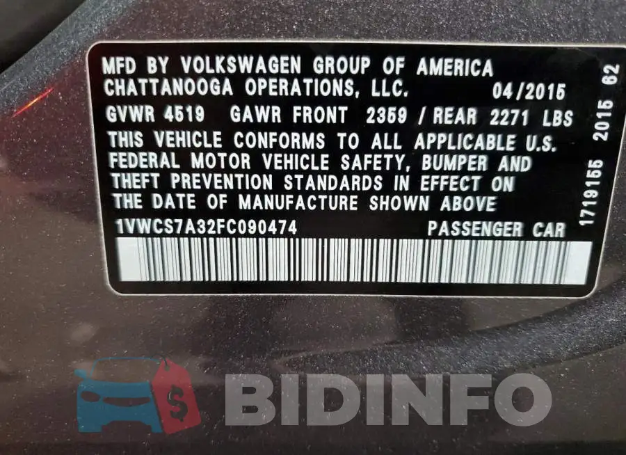 1VWCS7A32FC090474 Photo# 12