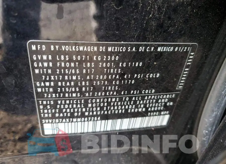 3VV2B7AX7MM067254 Photo# 12
