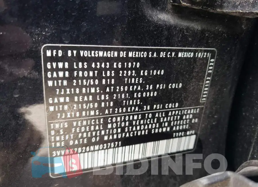 3VVRX7B26NM037571 Photo# 13