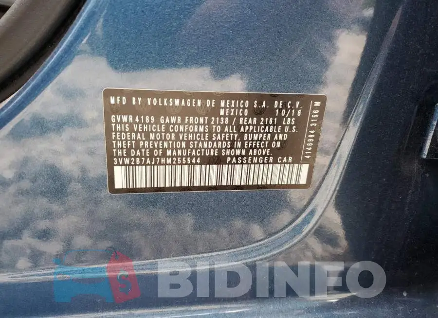 3VW2B7AJ7HM255544 Photo# 13