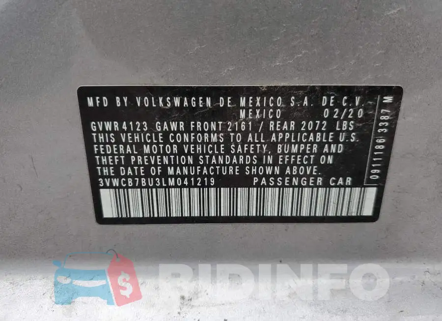 3VWCB7BU3LM041219 Photo# 12
