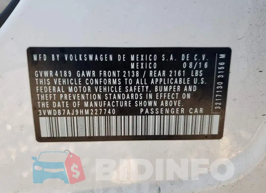 3VWDB7AJ9HM227740 Photo# 12