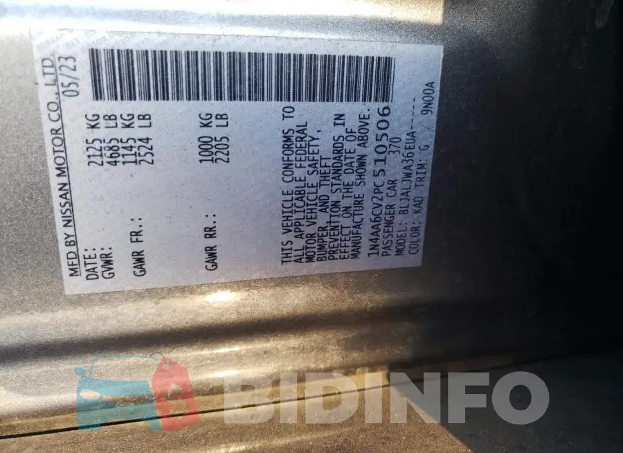 1N4AA6CV2PC510506 Photo# 13
