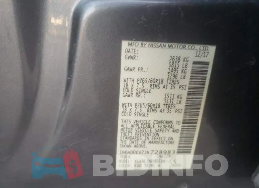 1N6AD0EV2JN728983 Photo# 12