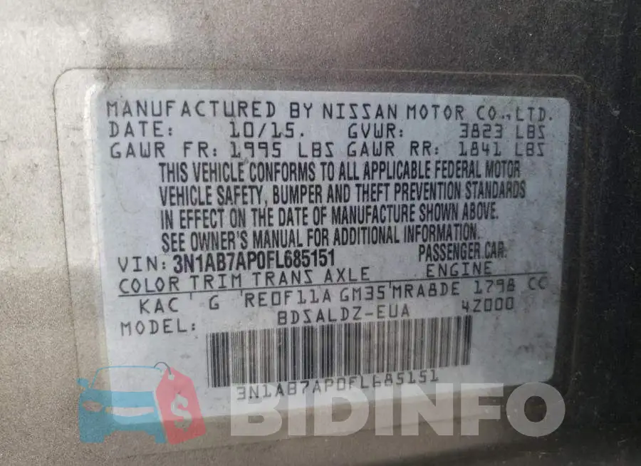 3N1AB7AP0FL685151 Photo# 12