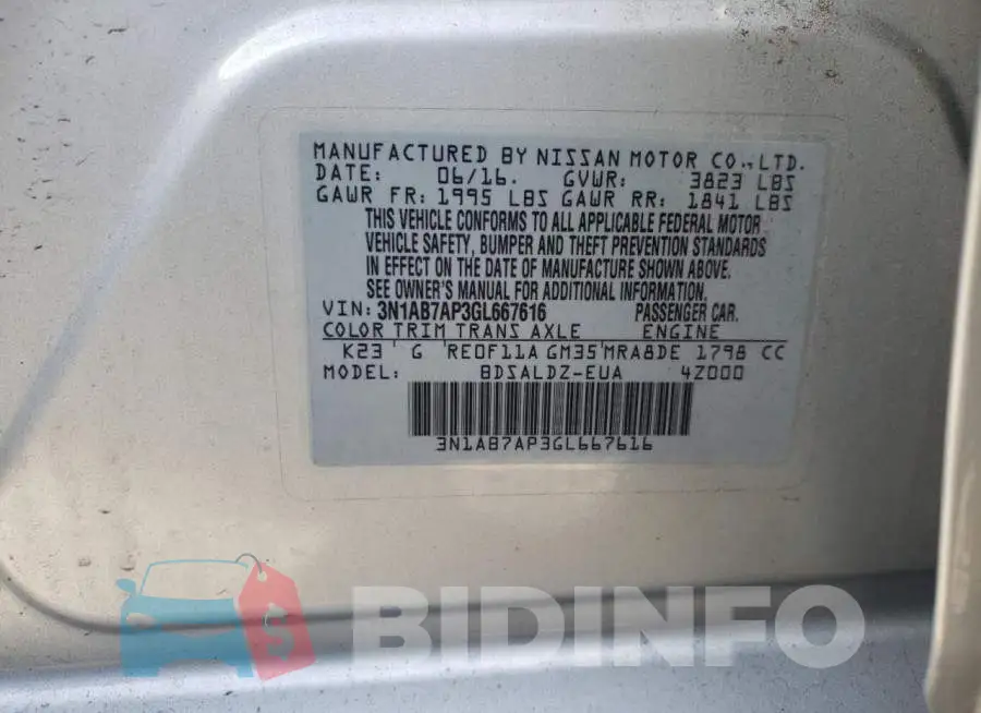 3N1AB7AP3GL667616 Photo# 13