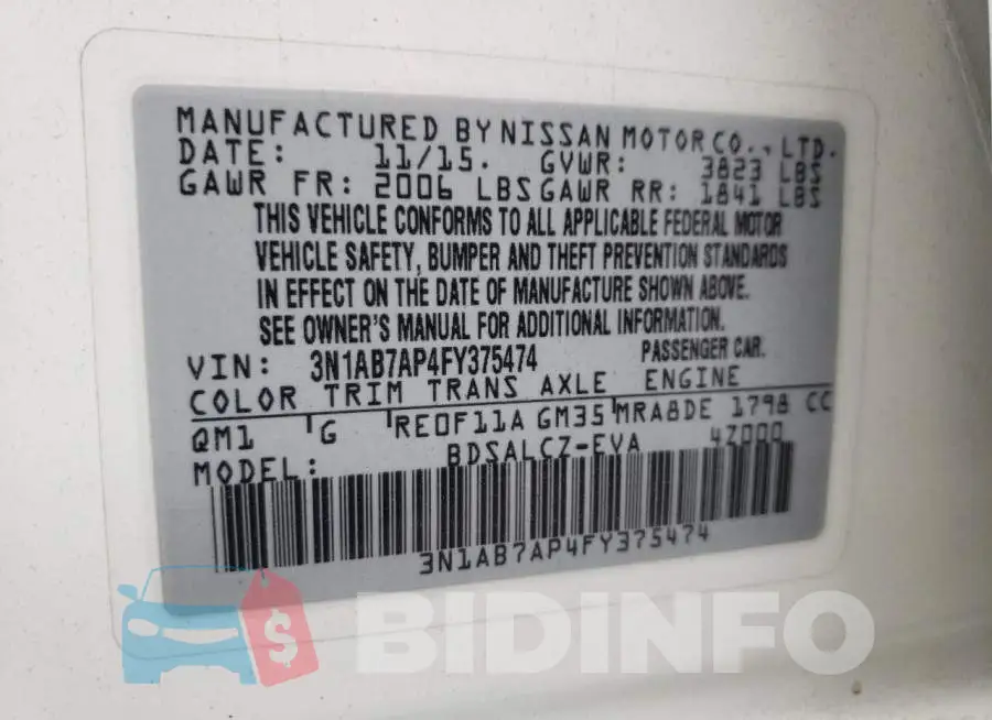 3N1AB7AP4FY375474 Photo# 10