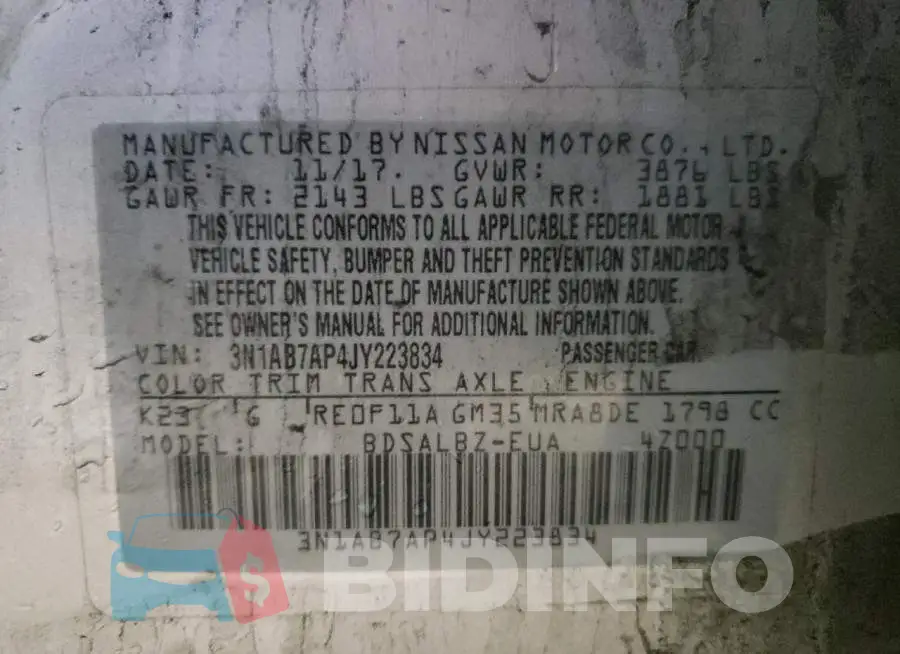 3N1AB7AP4JY223834 Photo# 12