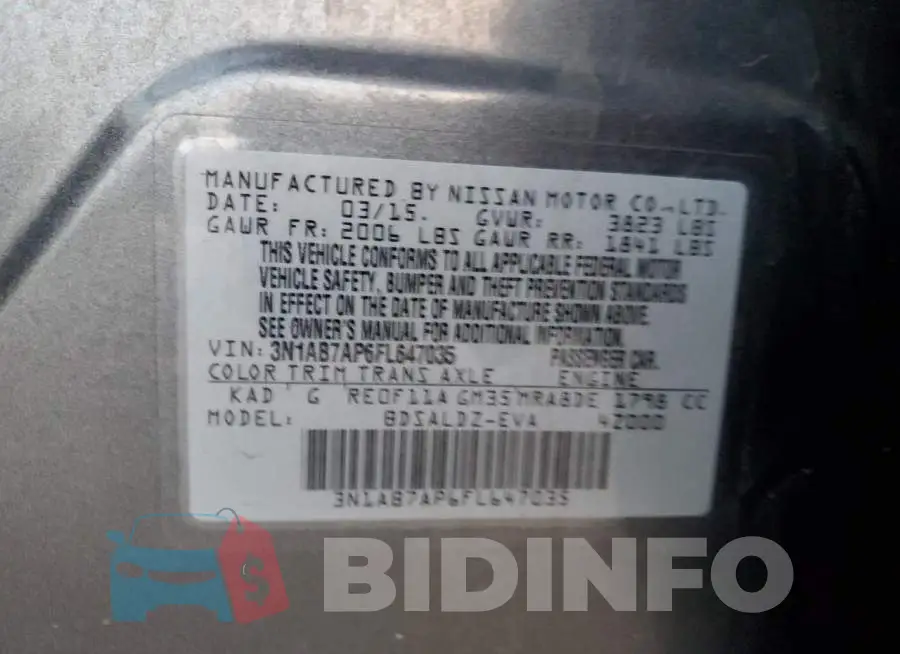 3N1AB7AP6FL647035 Photo# 12