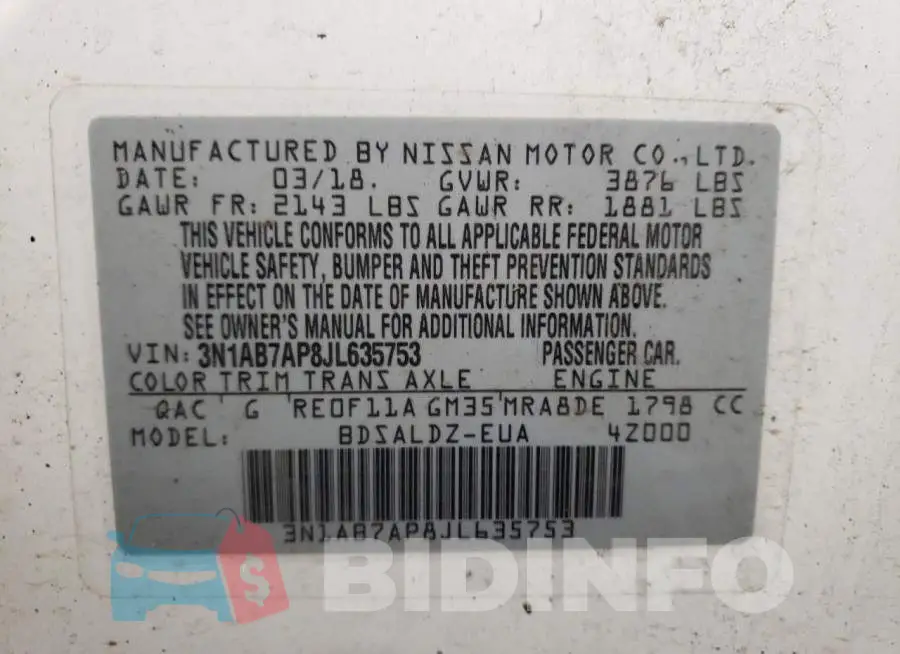 3N1AB7AP8JL635753 Photo# 12