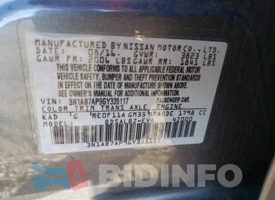 3N1AB7AP9GY335117 Photo# 12