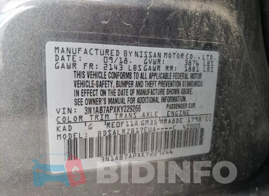 3N1AB7APXKY229266 Photo# 12