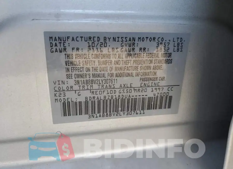 3N1AB8BV2LY307611 Photo# 12