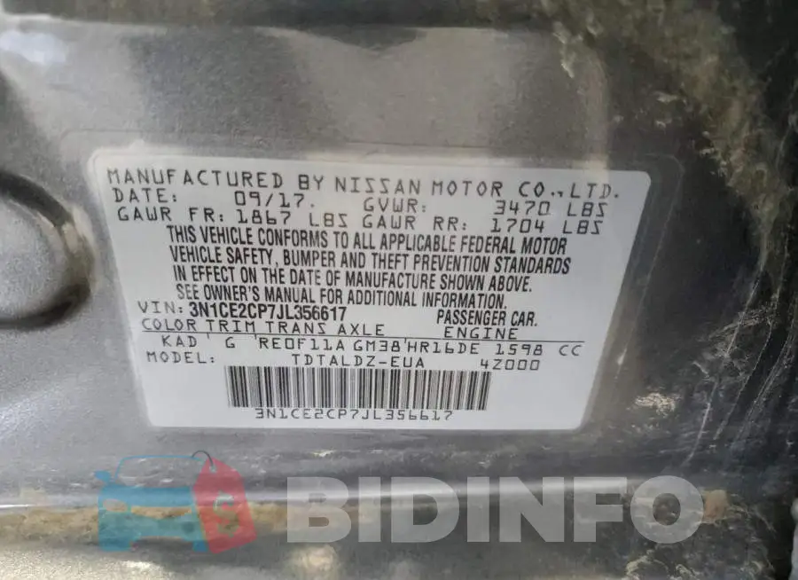 3N1CE2CP7JL356617 Photo# 13