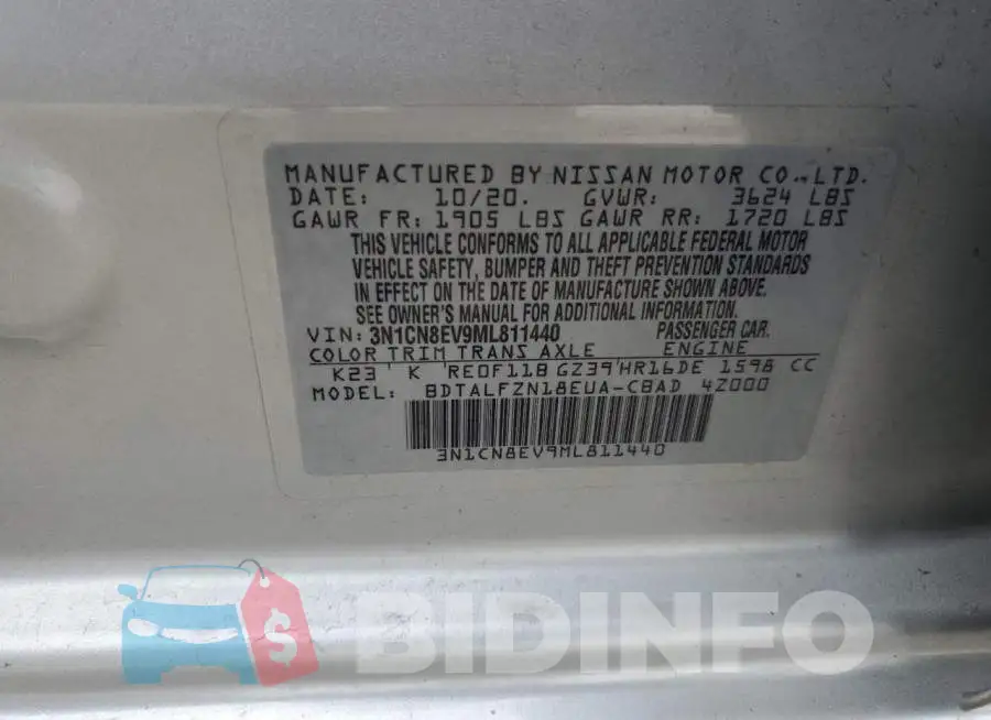 3N1CN8EV9ML811440 Photo# 12